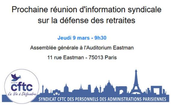 Retraite réunion info syndicale ville de paris