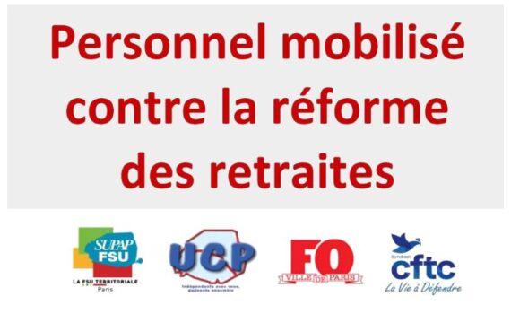 personnel mobilise reforme retraites intersyndicale cftc ville de paris