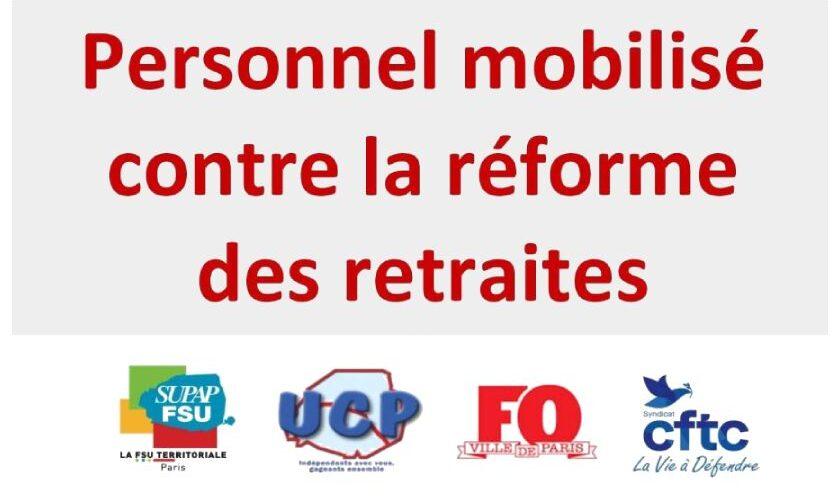 personnel mobilise reforme retraites intersyndicale cftc ville de paris