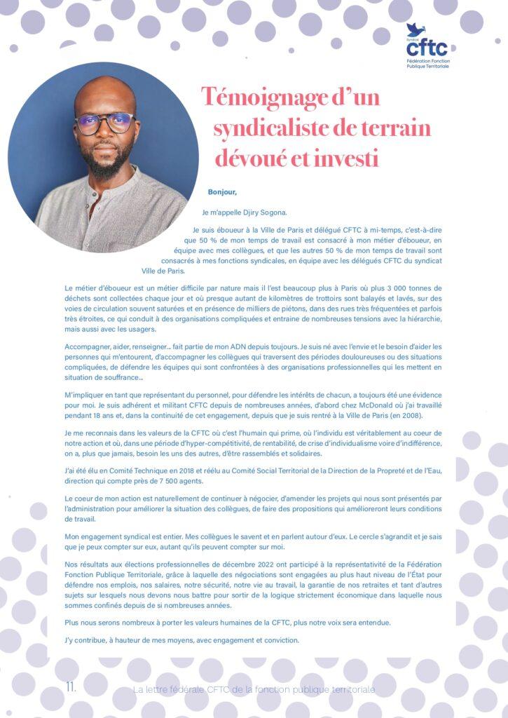 Témoignage Djiry La Voix journal FFPT-CFTC