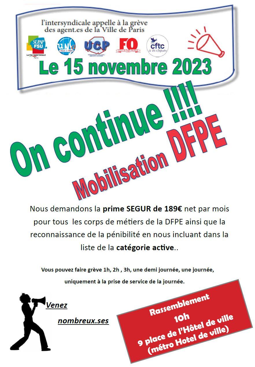 prime segur petite enfance paris grève 15 novembre 2023