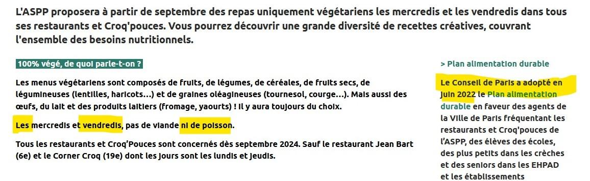 Ville de Paris vendredi végétarien