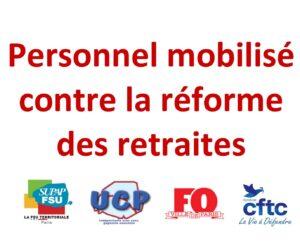 personnel mobilisé contre la réforme des retraites