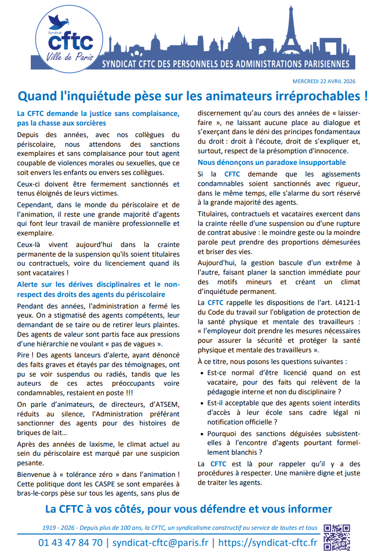 DASCO chasse aux sorcières 22.04.2026 CFTC Paris