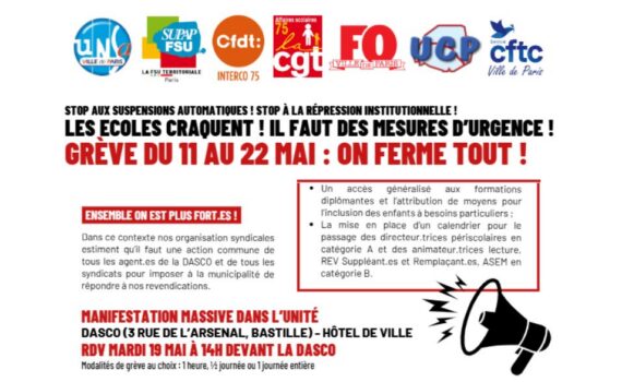dasco cftc intersyndicale grève du 11 au 22 mai 2026
