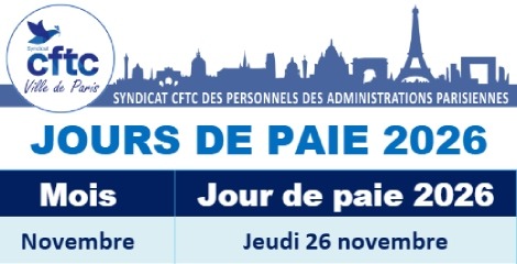 calendrier jours de paie 2026